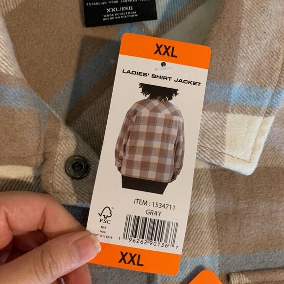 HFX Shirt Jacket Womens XXL 2XL Wool Blend Flannel Check Snap Button Shacket - Picture 11 of 16